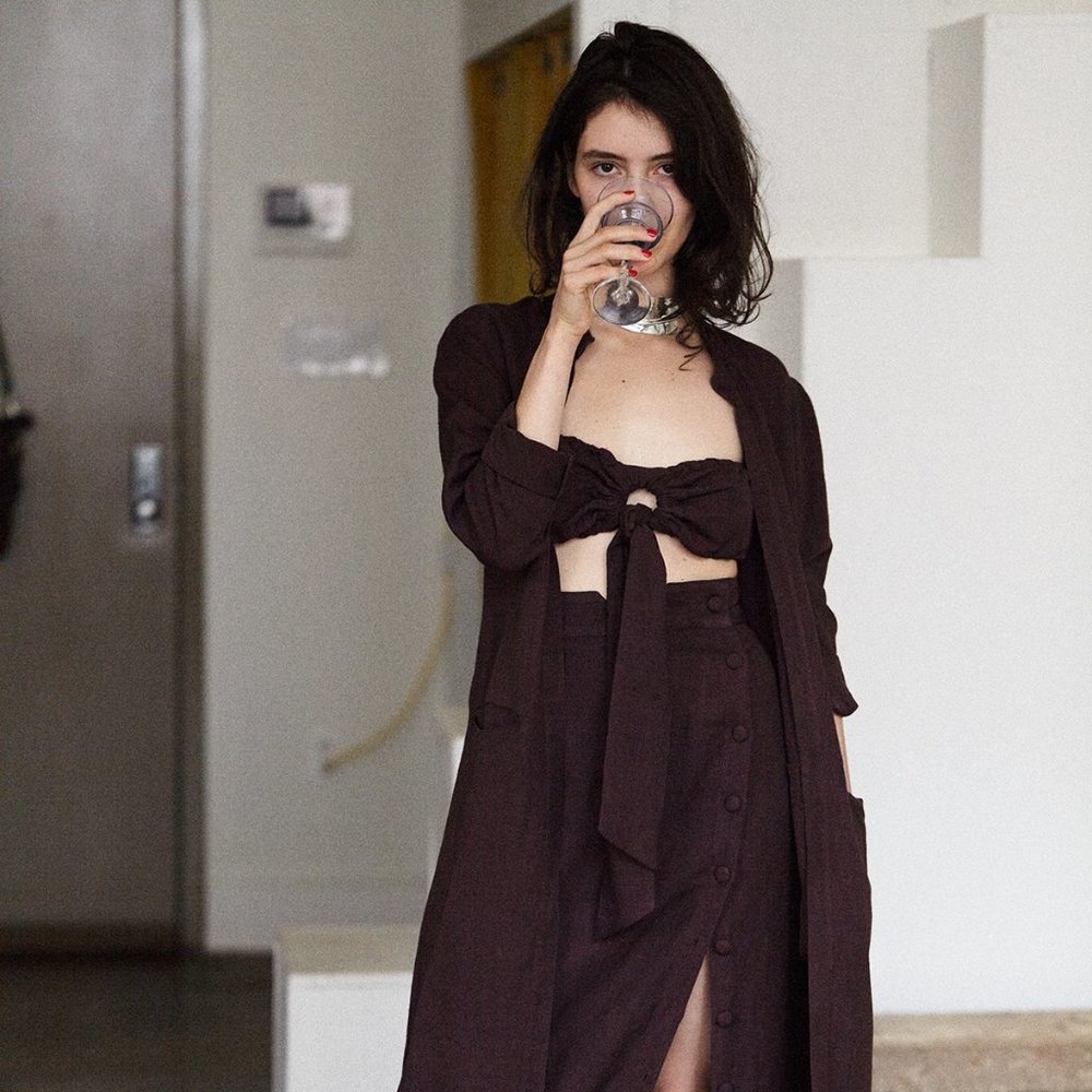 Ajaie Alaie Overcoat in Molasses (xs) with bralette - Picture 1 of 6